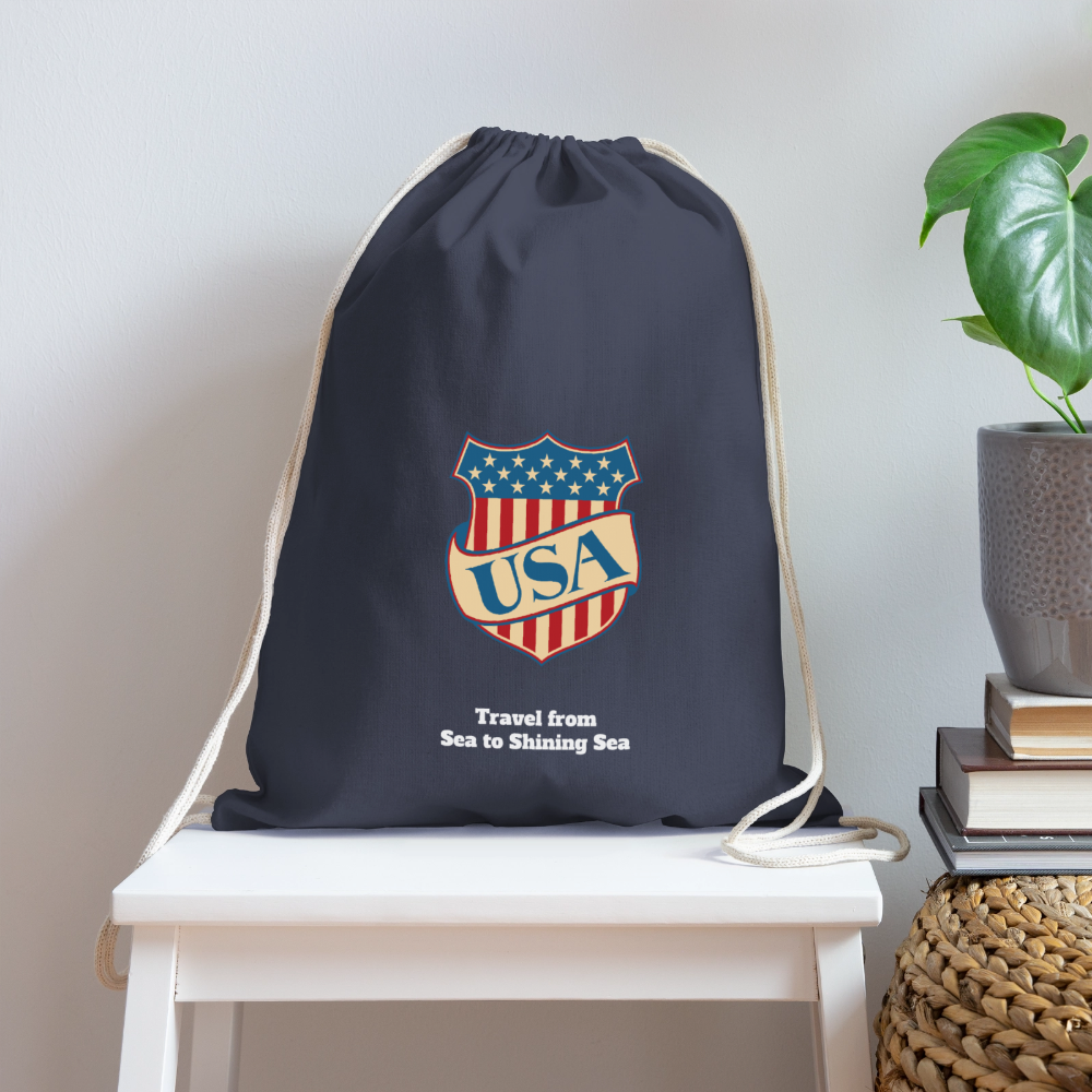 Cotton Drawstring Bag - navy