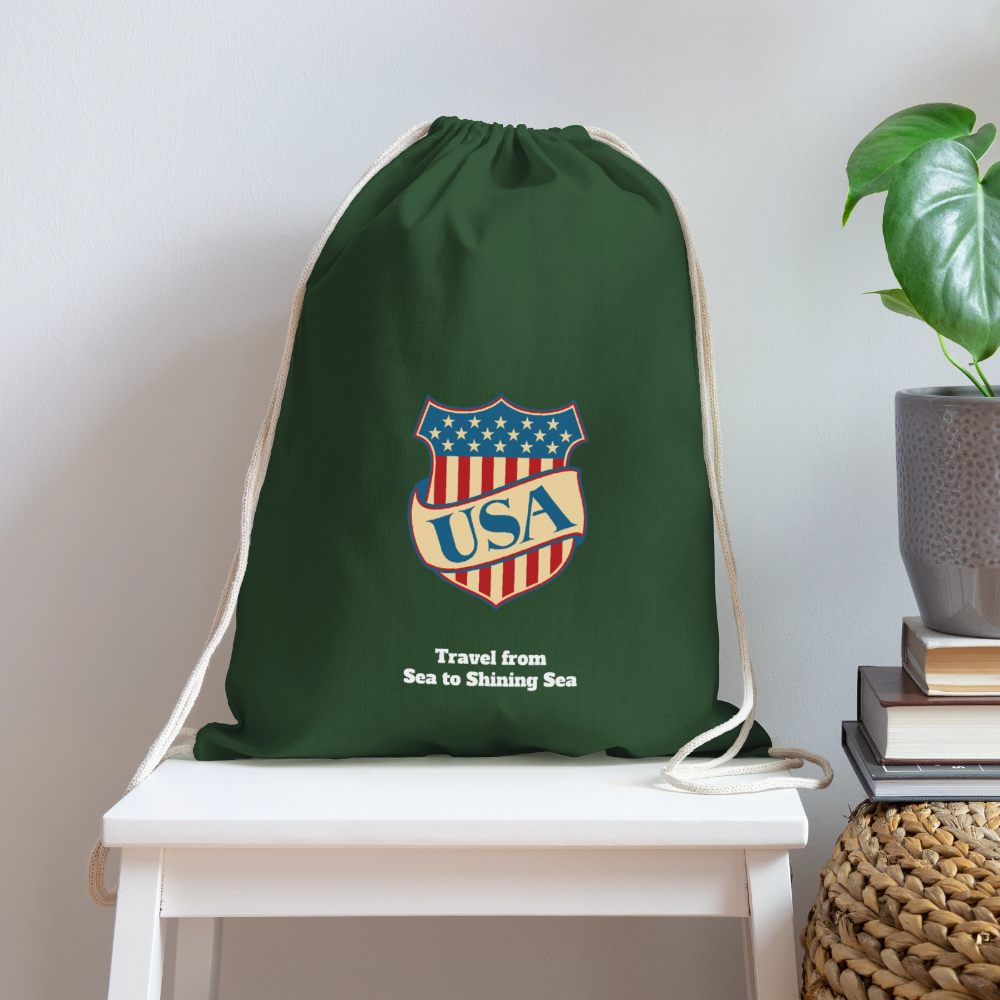 Cotton Drawstring Bag - forest green