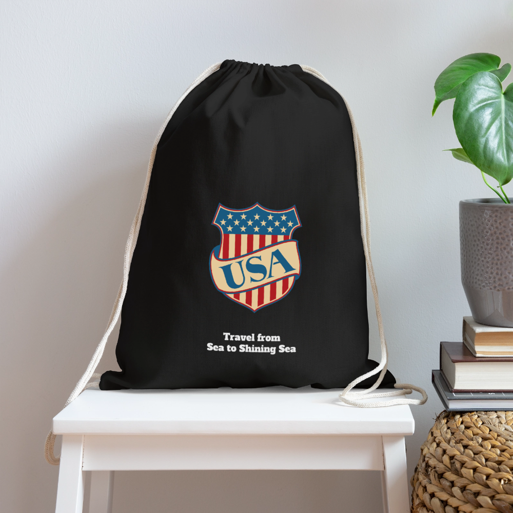 Cotton Drawstring Bag - black