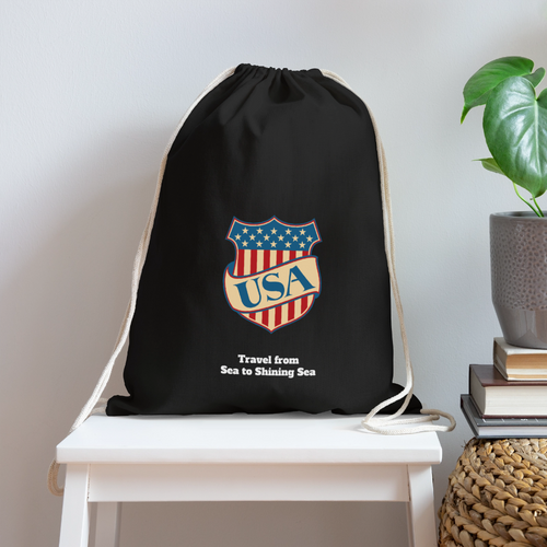 Cotton Drawstring Bag - black